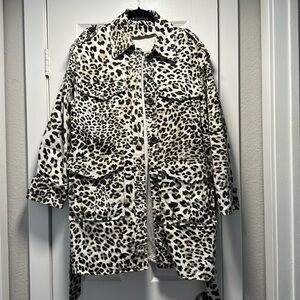 [6] All Saints Leopard Print Denim Trench